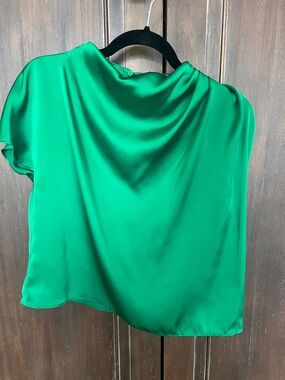 Zara Emerald Satin Draped Women's Blouse